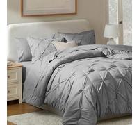 Nestl Set di biancheria da letto queen size, 7 pezzi, con lenzuolo piano, lenzuolo con angoli, federe e federe, colore: grigio, per letto queen size per tutte le stagioni, set di biancheria da letto