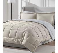 Nestl Set di biancheria da letto Queen Size 7 pezzi - Trapunta reversibile Queen Size beige, letto in a bag, queen size, set di biancheria da letto con lenzuolo piano e lenzuolo con angoli, federe e