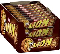 Nestlé Lion Trio Snack con Wafer Toffee e Cereali Ricoperti di Cioccolato al Latte, Confezione da 24 Snack da 42 g