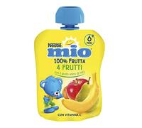 Nestlé Mio Frutta Grattugiata da Spremere 4 Frutti 100% Frutta senza Glutine da 6 Mesi - 16 pezzi da 90 ml [1440 ml]