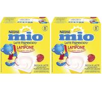 NESTLÉ MIO Merenda al Latte Fermentato Lampone, 4 Vasetti da 100g (400g) (Confezione da 2)