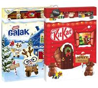Nestle Mix Calendario dell'Avvento Galak + Kit Kat con Cioccolatini al Latte e Cioccolato Bianco con Portachiavi CAIYA® [2 Pezzi]