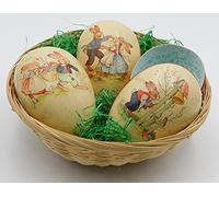 Nestler Set di 3 uova di Pasqua da riempire con nido e erba pasquale - Best of Happiness - motivi casuali - uova fatte a mano in cartone - regalo di Pasqua - nido d'uovo di Pasqua