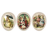 Nestler Set di 3 uova di Pasqua da riempire, uova fatte a mano, in cartone, diverse misure, serie - coniglietto - amorevole regalo di Pasqua (15 cm)