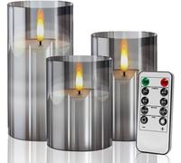 Nestling Candele LED Vetro Effetto Fiamma Telecomando Batteria Decorazione Festa