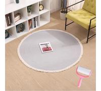 Nestoly cat rug,Premium Cotton Rope Area Rug for Cats,Washable Round Vintage Reversible Woven Tassel Rugs,Soft and Stylish Home Accen,Easy Clean,Multiple Sizes (Gray, 40in)