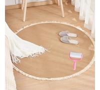 Nestoly cat rug,Premium Cotton Rope Area Rug for Cats,Washable Round Vintage Reversible Woven Tassel Rugs,Soft and Stylish Home Accen,Easy Clean,Multiple Sizes (Coffee, 24in)