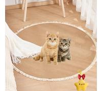 Nestoly Cotton Rope Area Rug for Cats, Premium Cotton Rope Area Rug for Cats, Washable Round Vintage Reversible Woven Tassel Rugs, Soft and Stylish Home Accent, Easy Clean (Coffee,18inch)