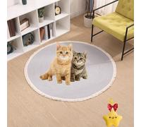 Nestoly Cotton Rope Area Rug for Cats, Premium Cotton Rope Area Rug for Cats, Washable Round Vintage Reversible Woven Tassel Rugs, Soft and Stylish Home Accent, Easy Clean (Grey,40inch)