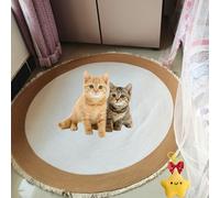 Nestoly Cotton Rope Area Rug for Cats, Premium Cotton Rope Area Rug for Cats, Washable Round Vintage Reversible Woven Tassel Rugs, Soft and Stylish Home Accent, Easy Clean (White,32inch)
