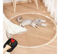Nestoly Tappeto per gatti in corda di cotone, lavabile, rotondo, vintage, reversibile, grande, in corda di cotone naturale di alta qualità, facile da pulire (D, 120 cm)