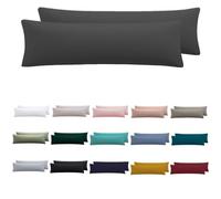 Nesture Set di 2 federe per cuscino per chi dorme sul fianco, 40 x 145 cm, antracite, 100% microfibra, con chiusura lampo, morbide e non si stirano