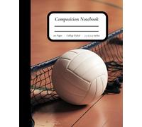Net Gains: Volleyball Composition Notebook - White Volleyball on Net with Court Floor Background - 7.5" x 9.25", College Ruled, 110 Pages