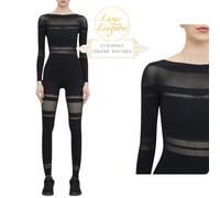 Net Strisce Tuta By Wolford M Black Nero Elegante Body Intero Rete Trasparente