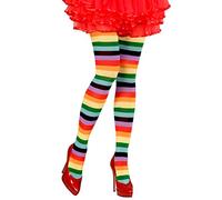 NET TOYS Calzamaglia a Righe Collant Arcobaleno Colorate - Calzette da Donna a Cerchi Pantacalze da Donna Leggings di Nylon Femminili Pantacollant Sottili
