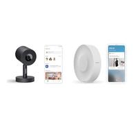 Netatmo Smart Indoor Camera Advance + Smart Indoor Siren - Riconoscimento facciale ottimizzato da AI, audio bidirezionale, campo visivo grandangolare a 130°, 2K HDR, 30 fps, zoom X16, 2x SD - Nero