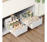 NETEL Confezione da 2 cassetti telescopici con colla, cassetto estraibile da cucina, organizer per armadio estraibile, per cucina, bagno, organizzazione armadio 40 profondità x30 larghezza x 17,5 cm