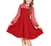 Neteson Abito da Ragazza Maniche Lunghe Elegante Abito da Sera A-Line per Festa Cerimonia Nuziale Natale Ballo 6-16 Anni