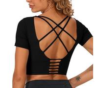 Neteson Camiseta Deportiva Mujer Manga Corta Crop Top Deportivo Camisetas Fitness Running Yoga Ropa Pilates Gimnasio Transpirable Secado Rápido