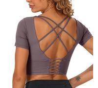 Neteson Camiseta Deportiva Mujer Manga Corta Crop Top Deportivo Camisetas Fitness Running Yoga Ropa Pilates Gimnasio Transpirable Secado Rápido