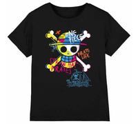 mandarin creative ltd One Piece Jolly Roger Graffiti Kids T Shirt, Nero, 5-6 Anni Bambini e Ragazzi
