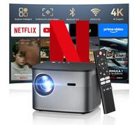 Netflix Official & Android 13.0: Smart Beamer Auto Focus/Correzione trapezoidale 28000LM Proiettore 4K supportato, Full HD 1080P WiFi Bluetooth Smart Proiettore per home theater / Outdoor Cellulare