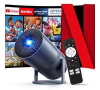[Netflix Official & Electric Focus] Mini proiettore con WiFi e Bluetooth, 1080P 4K, supporto portatile per esterni, proiettore YOWHICK intelligente a 270° per film notturni, soffitto, home theater