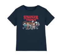 Netflix Stranger Things Cartoon Group T-Shirt Bambini, Navy, 7-8 A