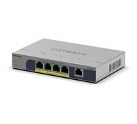 NETGEAR: switch Unmanaged Gigabit Ethernet PoE a 5 porte, con 4 porta PoE+ da 63 W, Dynamic PoE, senza ventole, montaggio su scrivania o a parete (GS105P)