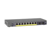 Netgear GS110TP-200EUS ProSAFE Switch Smart Managed Pro, 8 Porte Gigabit PoE+, 53 W, 2SFP, Blu/Argento, 46 W