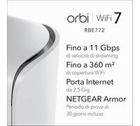 NETGEAR Orbi 770 Tri-band (2,4 GHz/5 GHz/6 GHz) Wi-Fi 7 (802.11be) Bianco 7 Interno NEW