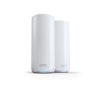 NETGEAR Orbi WiFi 7 Nuova generazione Tri-Band (RBE772), Kit da 2 WiFi Mesh Router + 1 Satelliti, Copertura fino a 360 m2, 100 dispositivi 2.5 Gig Connessione Internet BE11000 (fino a 11Gbps)