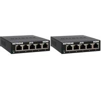 NETGEAR Switch di rete GS305 LAN a 5 porte (gigabit plug-and-play, LAN, hub Ethernet senza ventole, robusto alloggiamento in metallo), nero (Confezione da 2)