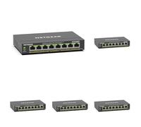 NETGEAR Switch Ethernet 8 porte PoE Gigabit Plus GS308EP - con 8 x PoE+ @ 62W - Montaggio a parete o da scrivania (Confezione da 5)