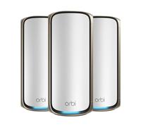 NETGEAR Orbi 970 Series Quad-Band WiFi 7, 3-Pack Quad-band (2.4 GHz / 5 GHz-1 GHz-2 6 GHz) Wi-Fi (802.11ax) Grigio Interno [RBE973S-100EUS]