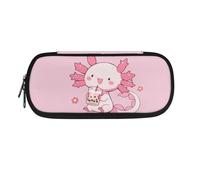 NETILGEN Astuccio carino per bambini, per ragazze e ragazzi, con doppia cerniera, per penne, cancelleria, organizer per matite, Cartone animato Axolotl, Zaino per la scuola