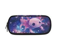NETILGEN Astuccio carino per bambini, per ragazze e ragazzi, con doppia cerniera, per penne, cancelleria, organizer per matite, Galaxy Axolotl, Zaino per la scuola