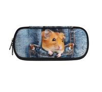 NETILGEN Astuccio di grande capacità, per bambini, ragazze, scuola, ufficio, cancelleria, organizer per matite, Carino criceto, Borsa per la scuola