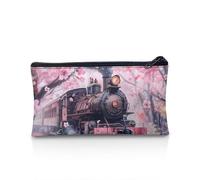 NETILGEN Astuccio per bambini per ragazzi e ragazze, astuccio per la scuola, portamonete, grande materiale scolastico con cerniera, regalo per il ritorno a scuola, Fiore Rosa Treno, Taglia unica,