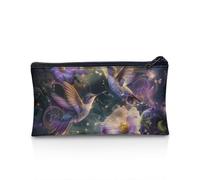 NETILGEN Astuccio per bambini per ragazzi e ragazze, astuccio per la scuola, portamonete, grande materiale scolastico con cerniera, regalo per il ritorno a scuola, Fiore Colibrì Viola, Taglia unica,