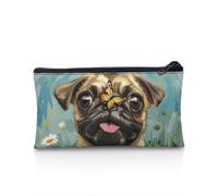 NETILGEN Astuccio per cancelleria, organizer da scrivania, grande capacità, astuccio per cosmetici, borsa da viaggio, regalo per ragazze, ragazzi e donne, Cane Carlino Blu, Taglia unica, Zaino casual