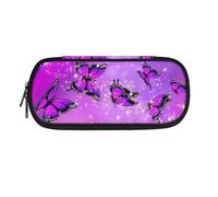 NETILGEN Astuccio per la scuola per bambini, con cerniera, astuccio per cancelleria, per ragazze, materiale scolastico, farfalla viola, Zaino per la scuola