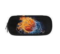 NETILGEN Astuccio per matite di grande capacità per bambini e ragazzi, con doppia cerniera, astuccio per penne, cancelleria, Water Fire Basket, Zaino per la scuola