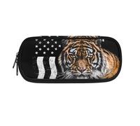NETILGEN Astuccio per matite per bambini, per la scuola, per cancelleria, portapenne, astuccio per matite, Tigre Bandiera Americana, Zaino per la scuola