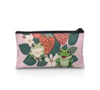 NETILGEN Astuccio per ragazzi ragazze studente scuola matita borsa bambini cerniera cancelleria sacchetto multifunzionale per bambini portamonete, Rana Fragola Rosa, Taglia unica, Zaino casual