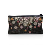 NETILGEN Astuccio per ragazzi ragazze studente scuola matita borsa bambini cerniera cancelleria sacchetto multifunzionale per bambini portamonete, Fiore Boho Nero, Taglia unica, Zaino casual