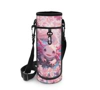 NETILGEN Axolotl - Borsa portaborraccia portatile per donne, adolescenti, ragazze, con tracolla regolabile e tasca, Axolotl floreale ciliegia, Organizer per borse