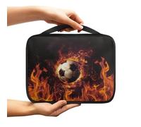 NETILGEN Borsa da chiesa per bibbia, custodia protettiva con manico superiore, 27,5 x 22,5 x 5,5 cm, copertina per libri biblici, borsa organizer per biglietti, borsa per donne, fiamme di calcio