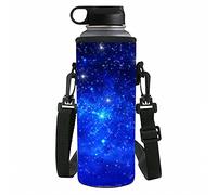 NETILGEN Borsa porta bottiglia d'acqua con motivo spaziale stellato, borsa a secchiello isolato in neoprene per adulti e bambini, viaggi, campeggio, passeggiate, escursionismo, corsa
