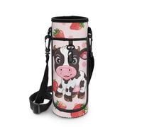 NETILGEN Borsa portatile per bottiglia d'acqua per ragazze adolescenti, da viaggio, per attività all'aria aperta, borsa portabottiglie a tenuta stagna, Mucca fragola